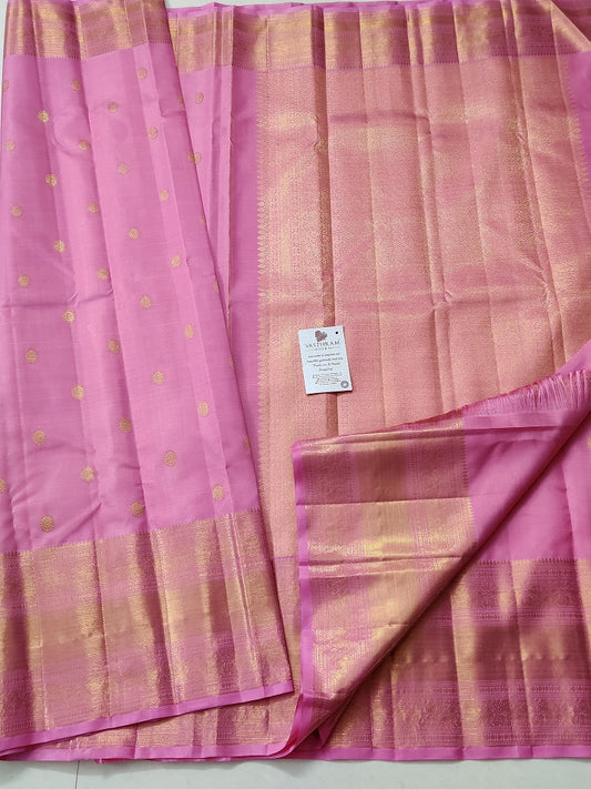 Pink Colour Kanchivaram Silk Saree With Zari Motif All Over
