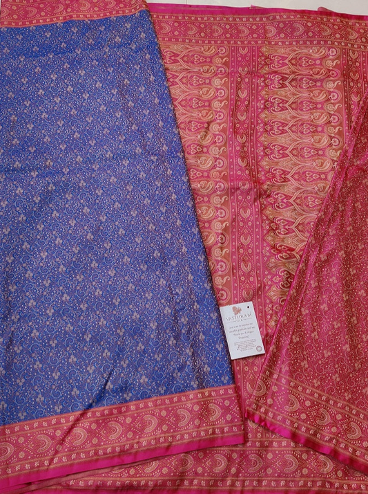 Blue Colour Semi Soft Silk With Zari Motif