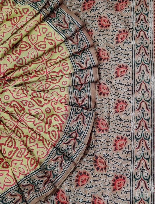 Light Pista Green Colour Bangalore Silk With Kantha Work