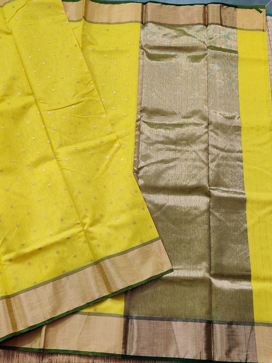 Yellow Colour Chanderi Silk With zari Butta