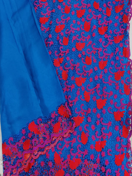 Blue Colour Organza Silk Saree With Cut Work Code : VB0129