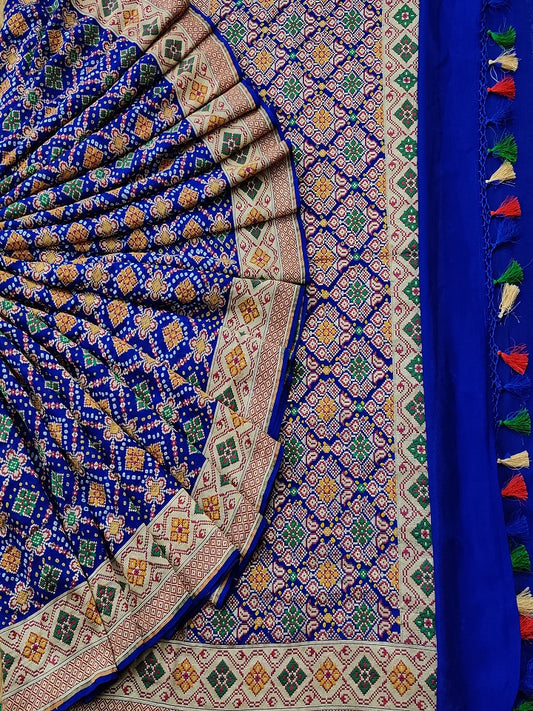 Blue Colour Georgette Silk Saree With zari and thread woven motif