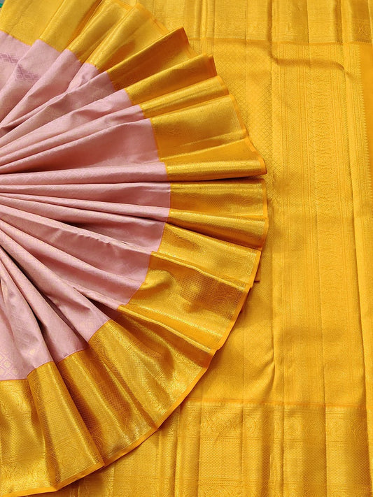 Baby Pink Colour Kanchivaram Silk Saree With Zari Motif