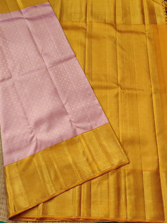 Baby Pink Colour Kanchivaram Silk Saree With Zari Motif