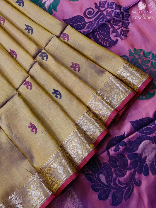 Mustard Yellow Colour Bishnupuri Silk Saree With Kanta Work All Over Code : VB0510