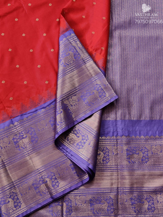 Red Colour Semi Soft Silk Saree With Small Zari Butta All Over Code : VB0514