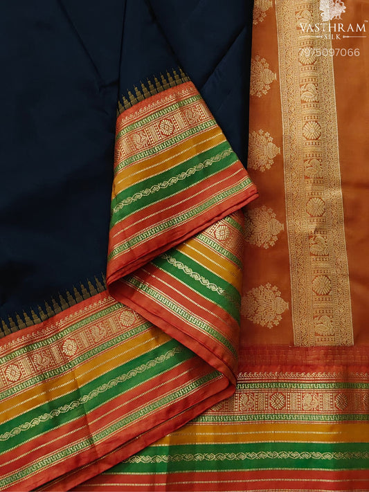 Black Colour Power Loom Kanchivaram Silk Saree With Plain Body Code : KA0462