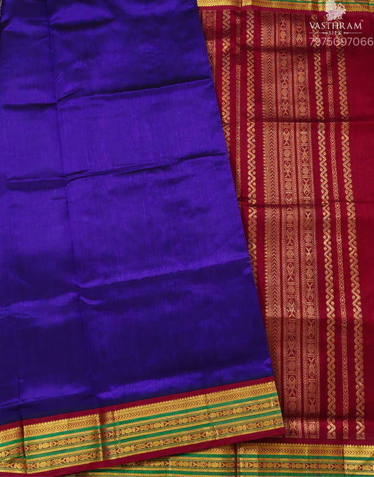 Purple Colour Silk Cotton Saree With Plain Body Code : SC055