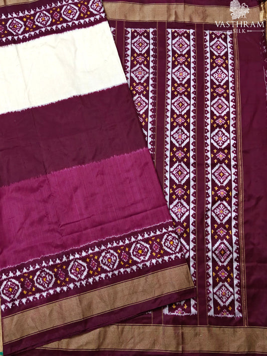 Multi colour ikkat silk saree with plain body Code : IK0341