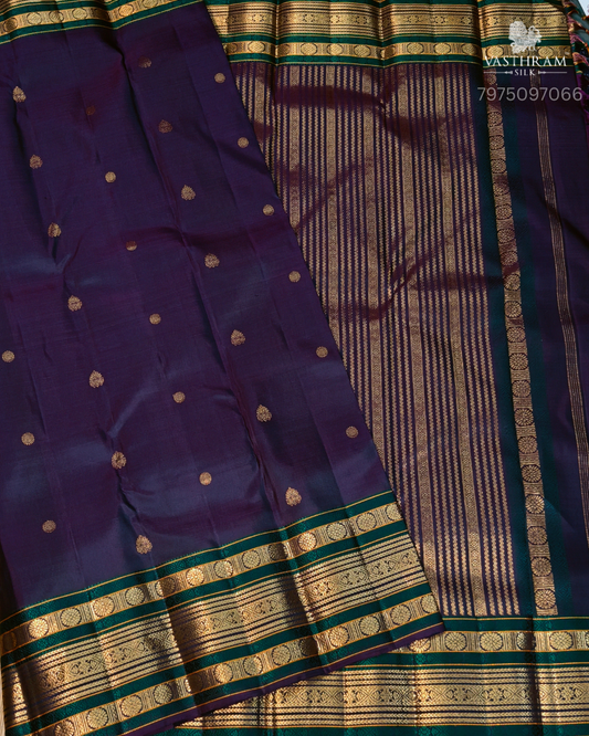 Dark Wine Colour Kanchivaram Silk Saree With Zari Butta All Over Code : KA0482