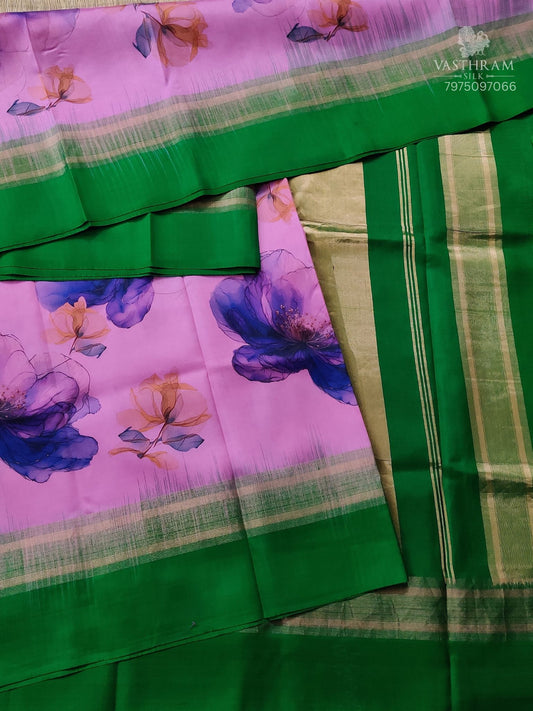 Pink Colour Soft Silk Saree With Digital Print Body Code : KA0379