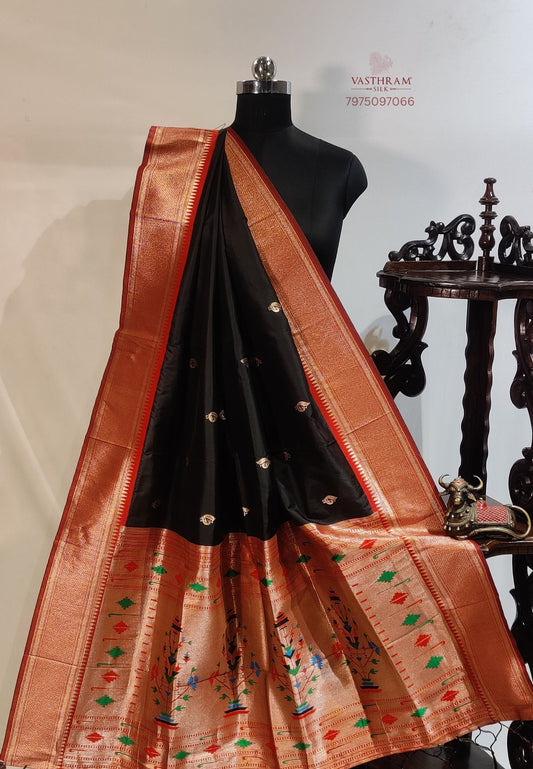Black Colour Semi Banarasi Dupatta