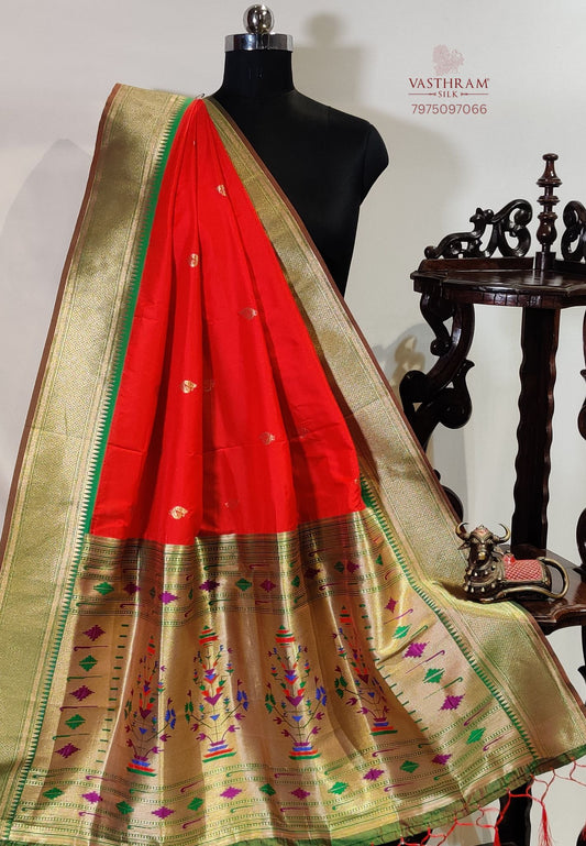 Red Colour Semi Banarasi Dupatta