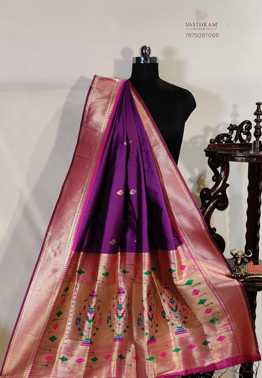 Dualtone Purple Polour Semi Banarasi Dupatta