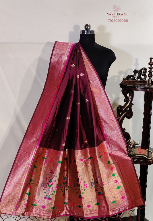 Maroon Colour Semi Banarasi Dupatta