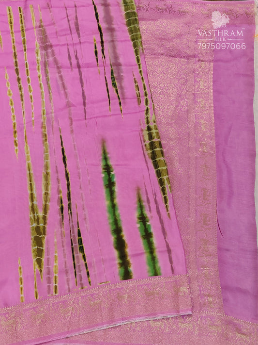 Pink Colour Viscose Dola Silk Saree With Shibori Digital Print All Over Code : VB0483