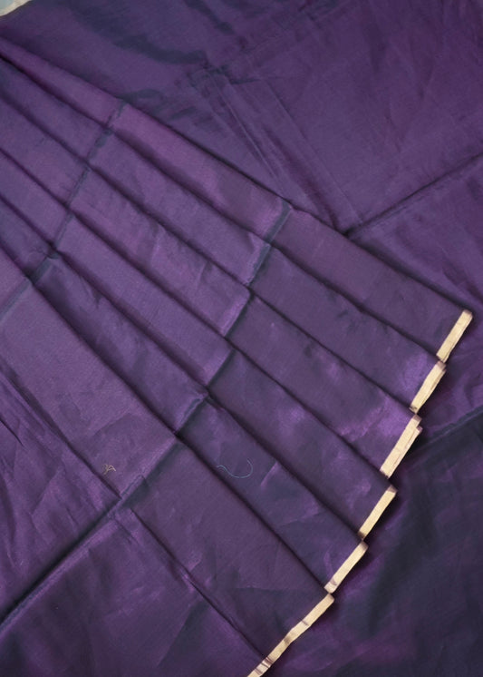 Dark Purple Colour Plain Tissue Maheshwari Silk Saree Code : VB0464