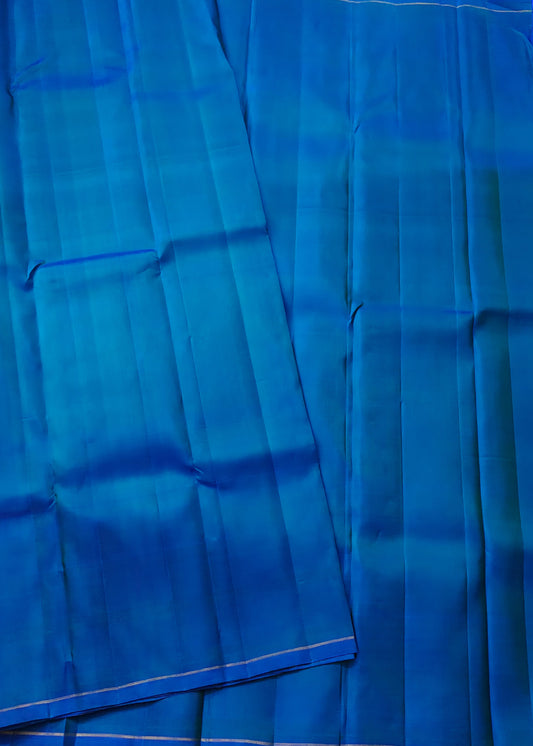 Peacock Blue Colour Plain Kanchivaram Silk Saree Code : KA0460