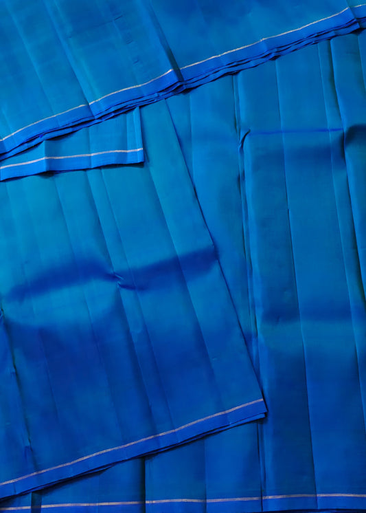 Peacock Blue Colour Plain Kanchivaram Silk Saree Code : KA0460