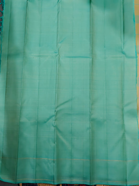 Yellow colour pure zari kanchivaram silk saree with checks all over