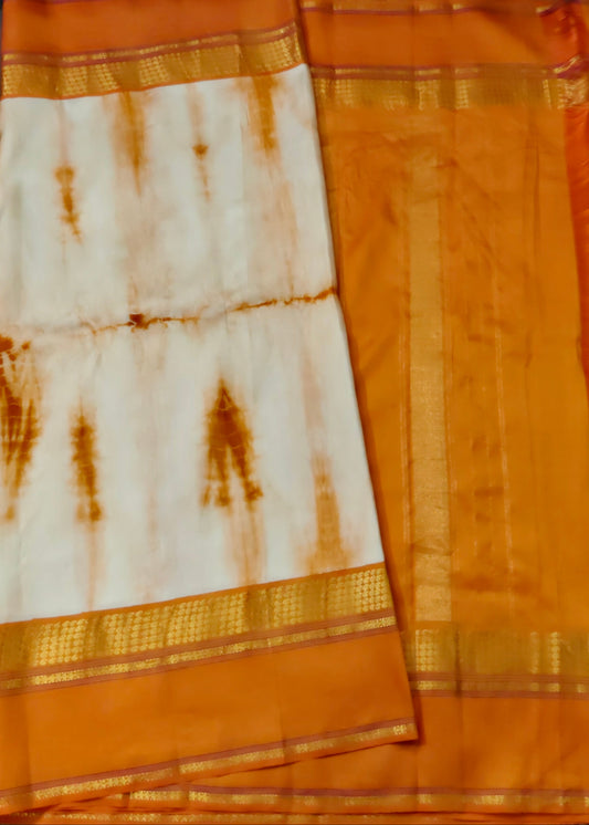 Orange Colour Kanchivaram With Shibori All Over