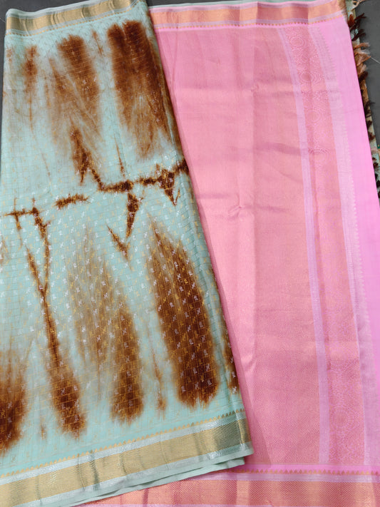 Pastel Green Colour Kanchivaram Silk With Shibori All Over