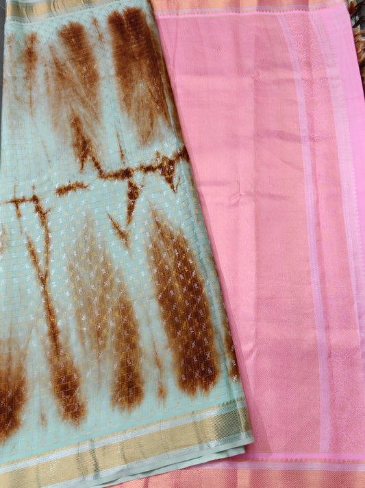 Pastel Green Colour Kanchivaram Silk With Shibori All Over