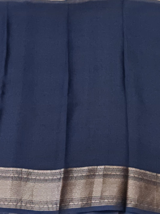 Lavender colour georgette saree with zari stripes all over