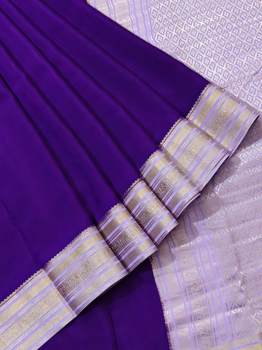 Purple Colour Mysore Crepe Silk