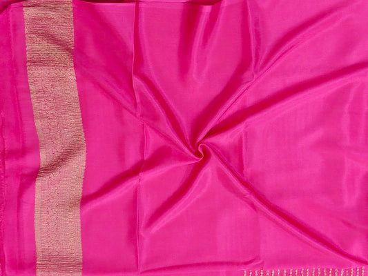 Baby pink colour crush mysore crepe silk saree with small zari butta all over
