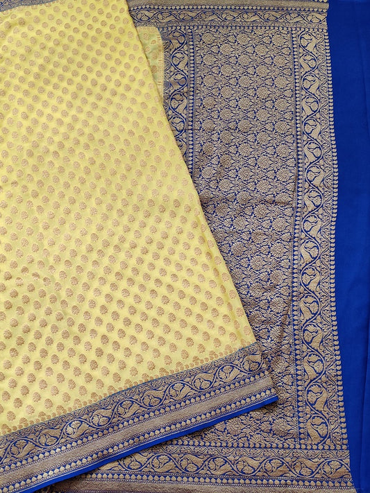 Yellow Colour Georgette Silk Saree With Zari Butta All Over