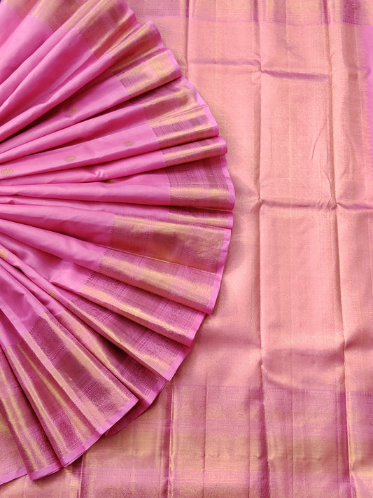 Pink Colour Kanchivaram Silk Saree With Zari Motif All Over