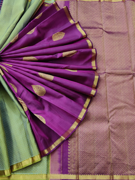 Mehandi Green Colour Kanchivaram Silk Saree With Thread Woven Motif