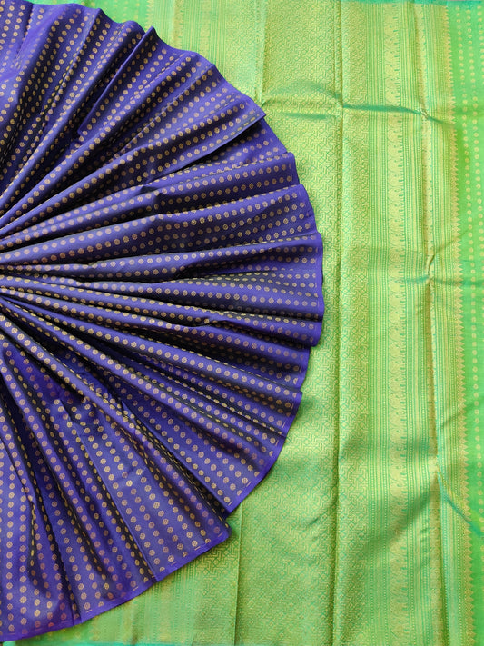 Blue Colour Kanchivaram Silk Saree With Zari Butta All over
