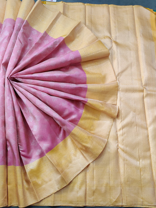 Pink Colour Kanchivaram Silk Saree With Silver Zari Motif