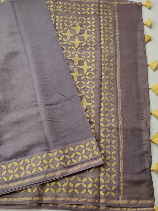 Chikoo Colour Cotton Saree With Cut Work