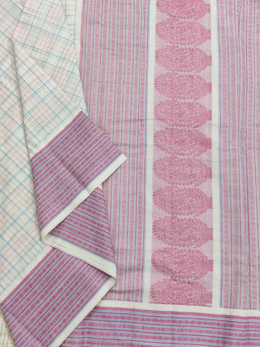 White Colour Cotton Saree With Thread Woven Motif