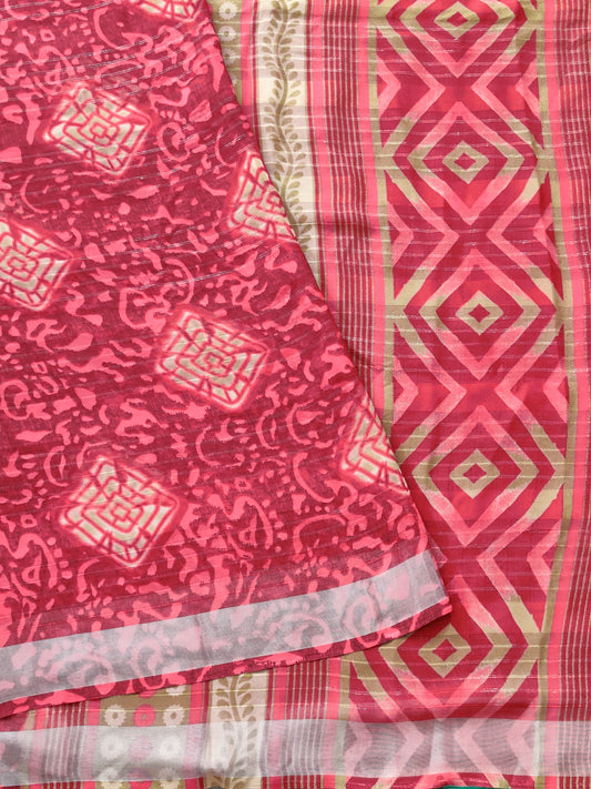 Red Colour Semi Banarasi With Printed All Over Code : VB0350