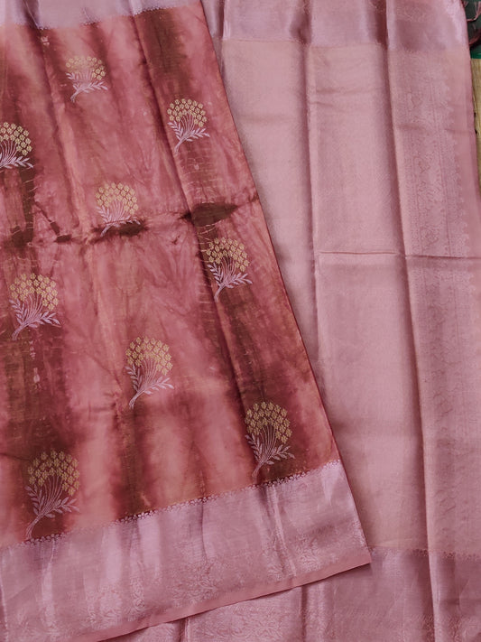 Onion Colour Kanchivaram Silk Saree With Shibori All Over