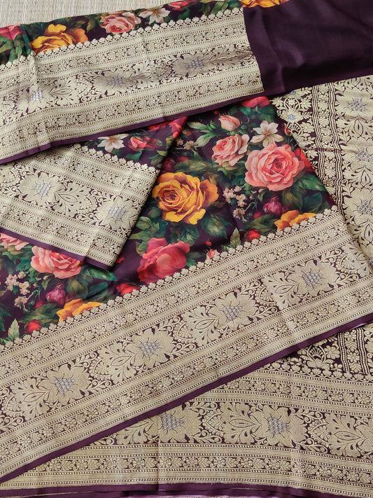 Banarasi Georgette Saree With Floral Digital Print