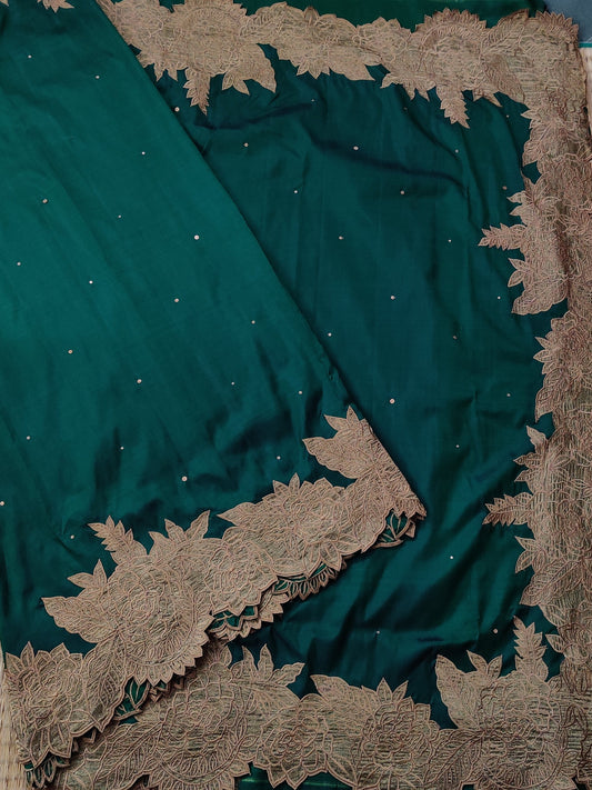 Bottle Green Colour Kanchivaram Silk With Sequence Work