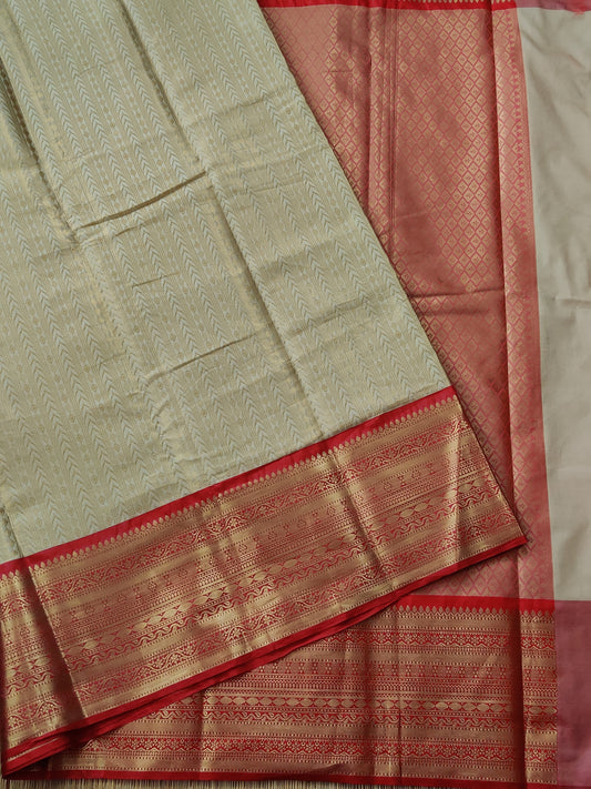 Cream Colour Semi Banarasi Saree With Zari Motif All Over