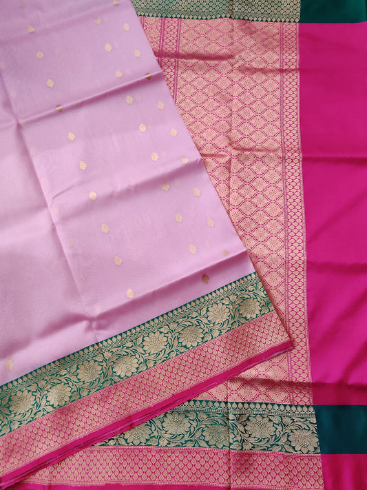 Light Baby Pink Colour Organza Silk Saree With Small Zari Butta All Over