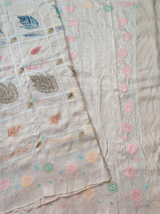 Tussar Georgette Silk Saree With Eco Print