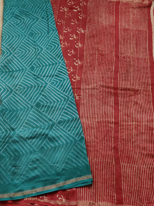Green Colour Chanderi Cotton Saree With Suji Shibori Work All Over Code : VB039