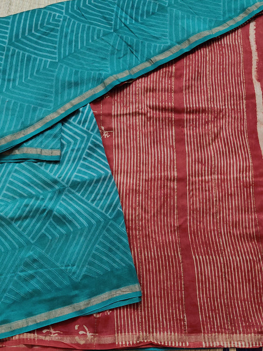 Green Colour Chanderi Cotton Saree With Suji Shibori Work All Over Code : VB039