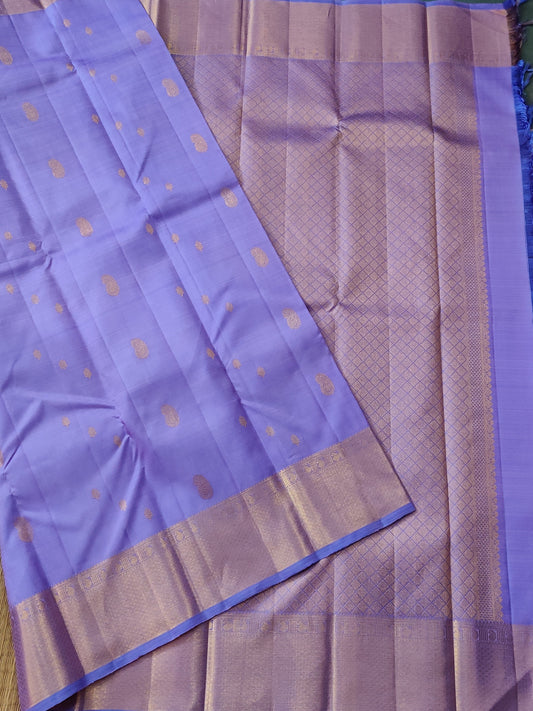Lavender Colour Kanchivaram Silk Saree With Zari Motif All Over with Code : KA018