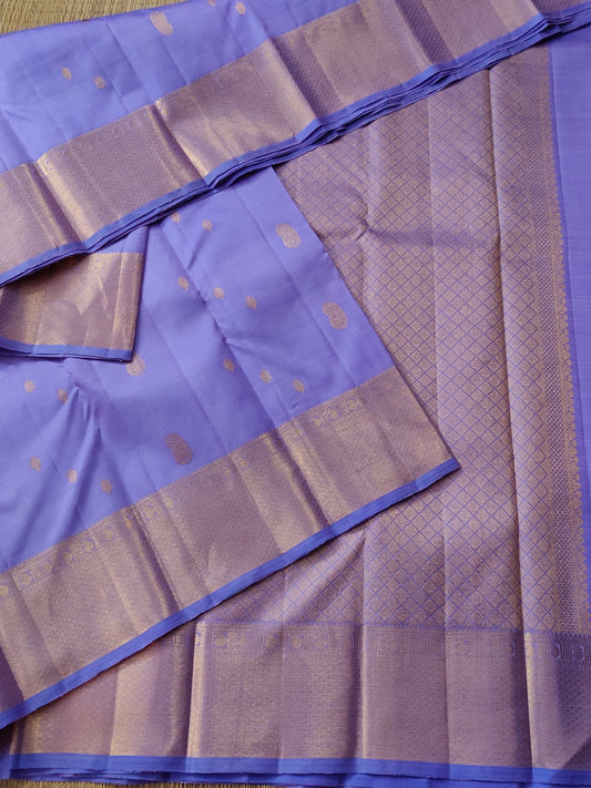Lavender Colour Kanchivaram Silk Saree With Zari Motif All Over with Code : KA018