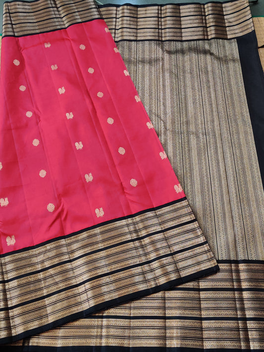 Dual Tone Pink Kanchivaram Silk Saree With Zari Butta All Over Code : KA035