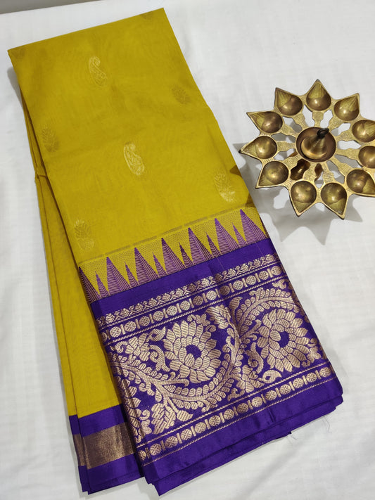 Mehandi Green Colour Cotton Saree With Zari Butta All Over Code : SC013